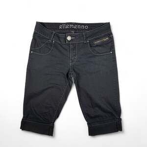 y2k Ellemenno Black Capri Jeans Cuffed 33 Inch Waist Vintage Mervyns